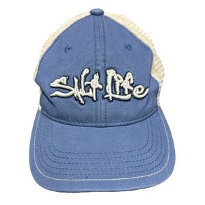 Salt Life Hat Cap Snapback Adjustable Blue White Mesh Spell Out Logo Youth